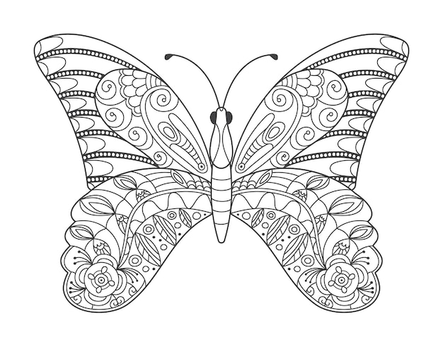 Beautiful butterfly in doodle style