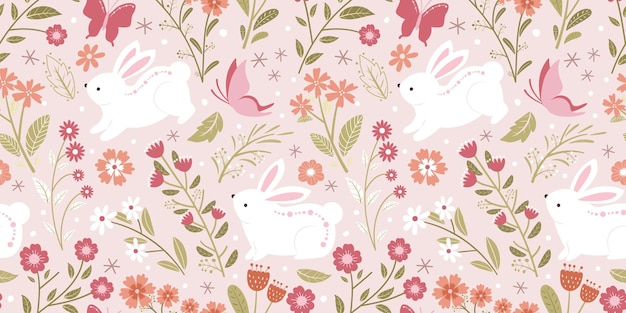 Beautiful Butterfly Garden Seamless Pattern