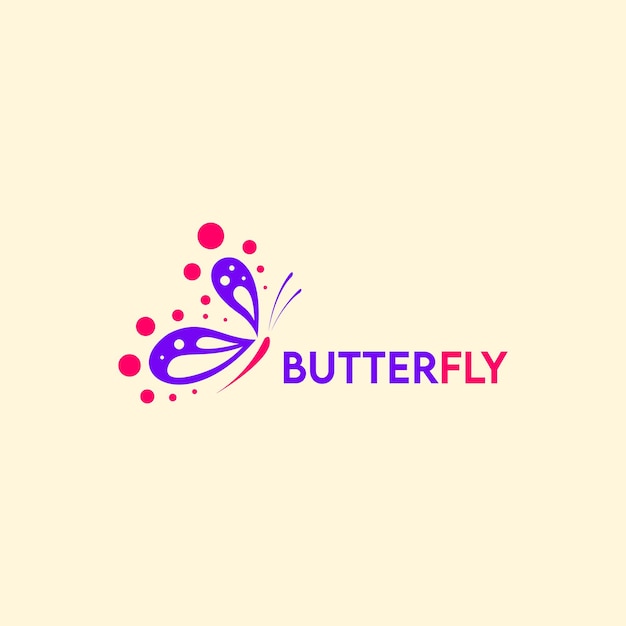 Beautiful butterfly logo design concept in pink and purple colours