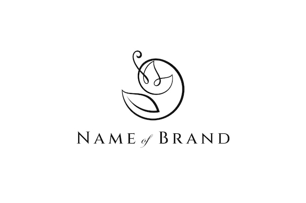 Beautiful butterfly logo flying with leaves in one continuous line design style