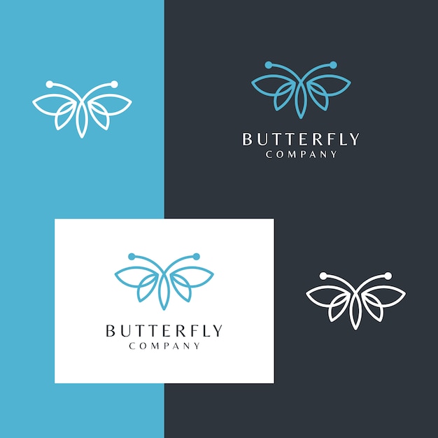 Beautiful butterfly logo with a simple line design style