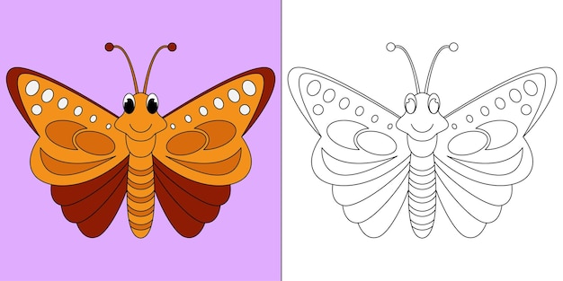 子供のぬりえページベクトルイラストに適した美しい蝶