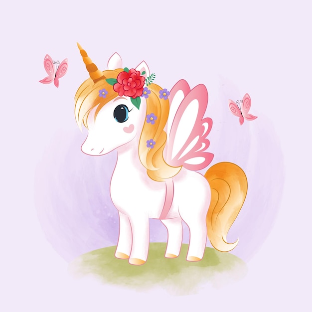 beautiful butterfly unicorn watercolors