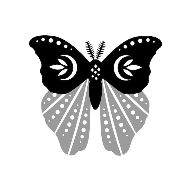 Vector beautiful butterfly on white background vector black and white illustration for the design