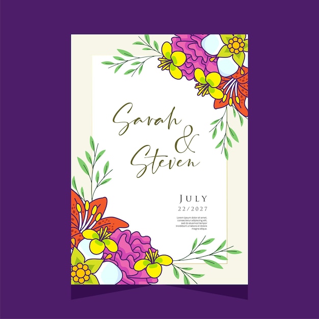 Vector beautiful card invitation template design with flower