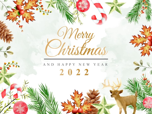 Вектор Красивый шаблон открытки с цветочным и рождественским орнаментом