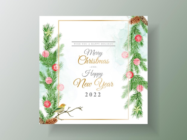 Beautiful card template with floral and christmas ornament