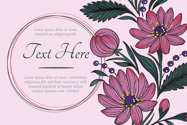 Красивая открытка с композицией цветов Открытка с цветочной рамкой