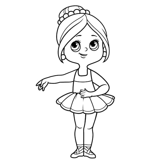 beautiful cartoon ballerina girl lush tutu outlined coloring isolated white background 555467 1827