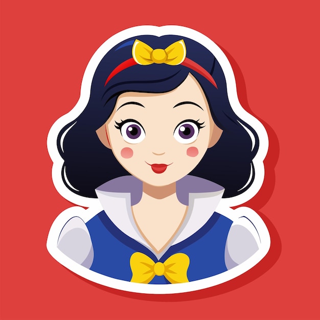 Vector beautiful cartoon girl sticker