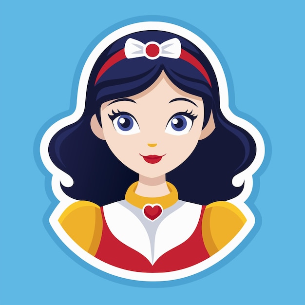 Vector beautiful cartoon girl sticker