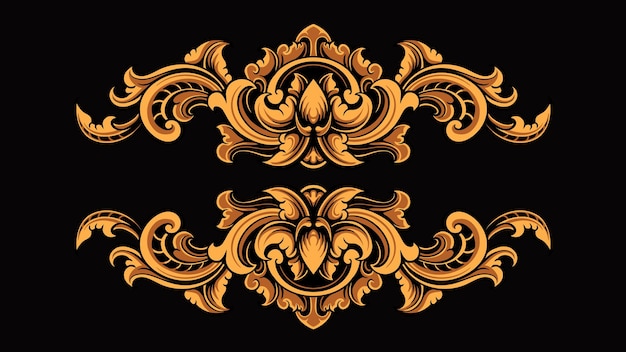 Vector beautiful carved decorative ornaments vector design for elements editable colors