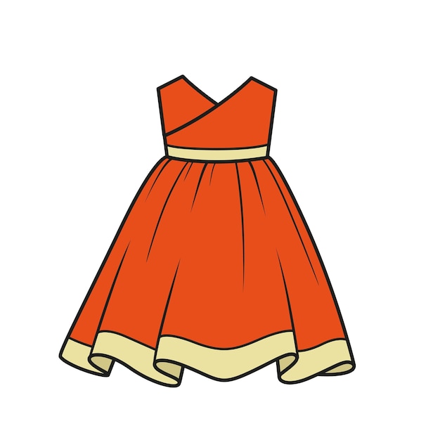 Beautiful casual summer dress color variation for coloring page on a white background