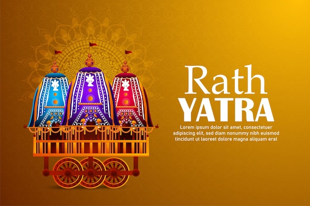 Vettore bellissimo carro per happy rath yatra con lord jagannath balabhadra e subhadra vector illustrati