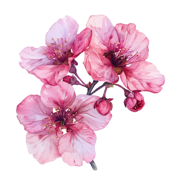 beautiful cherry blossom flower vector illustration in watercolour style