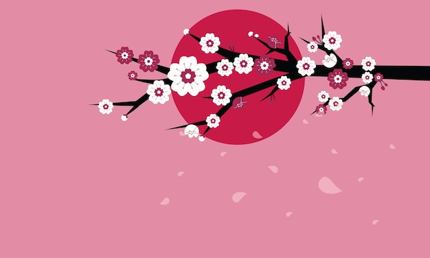 Vector beautiful cherry blossom vector background