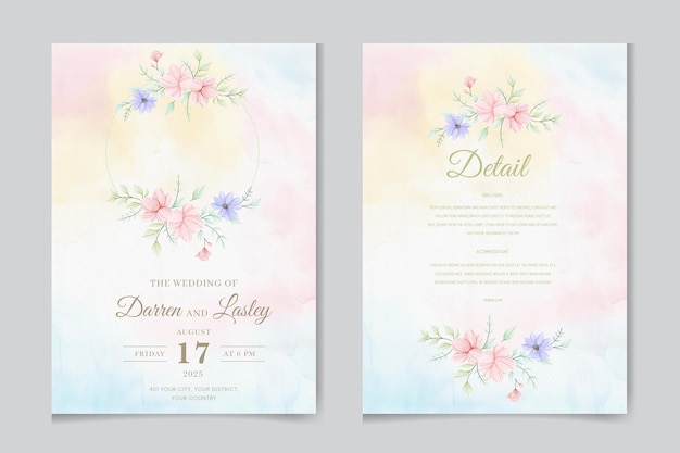 ベクトル 美しい桜の結婚式の招待状カードのテンプレート