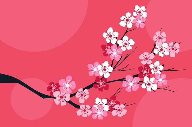 Beautiful Cherry Blosssom or Sakura Handdrawing Backgrounds