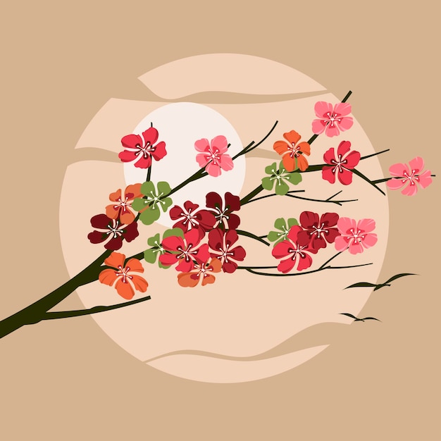 Beautiful Cherry Blosssom or Sakura Handdrawing Backgrounds