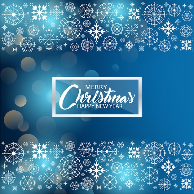 Красивый баннер рождества и счастливого нового года с копией пространства для вашего текста. декоративные рисованной ажурный вектор со снежинками для дизайна на синем фоне блестящих боке.