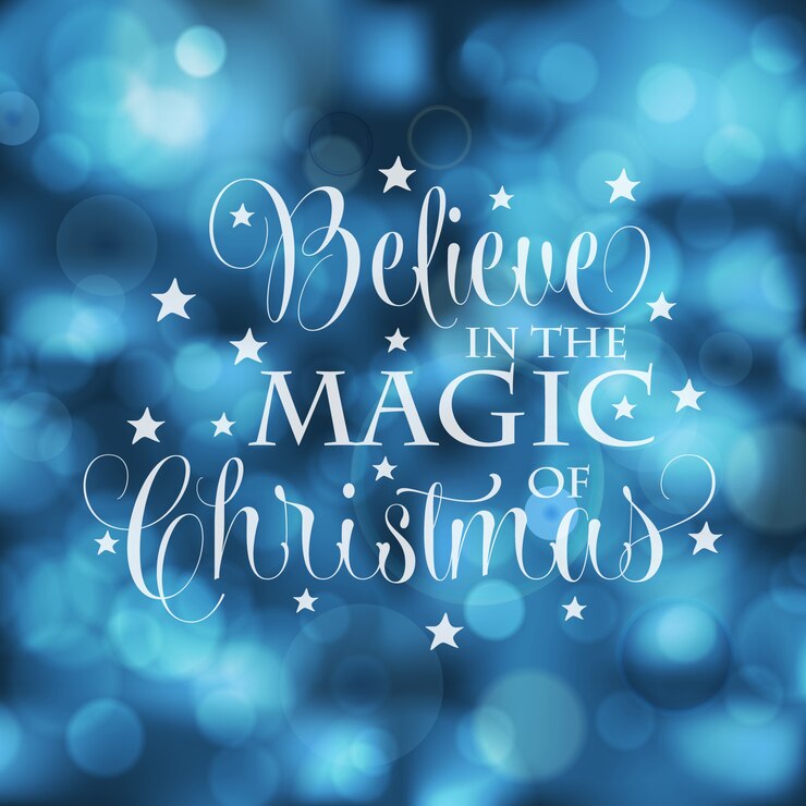 Vector beautiful christmas card with bokeh lights.