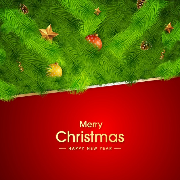 Beautiful Christmas grass background with star and balls