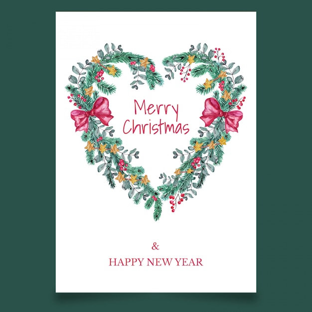 Beautiful christmas greeting card with bow in form of heart