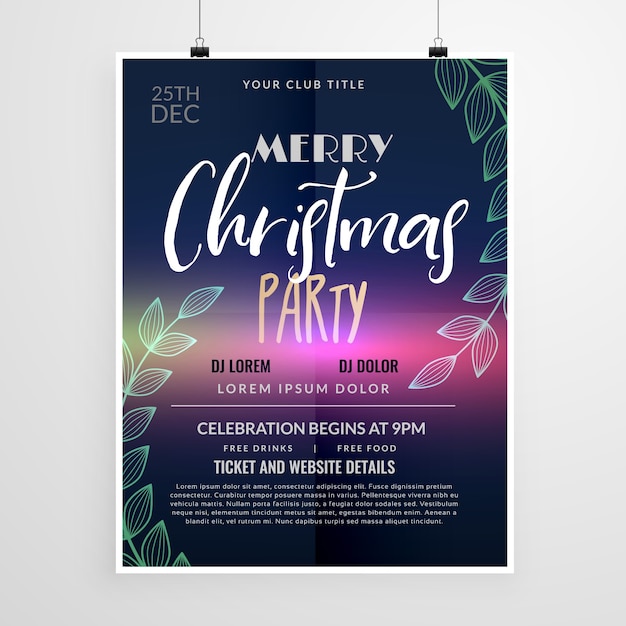 Beautiful christmas party flyer design template