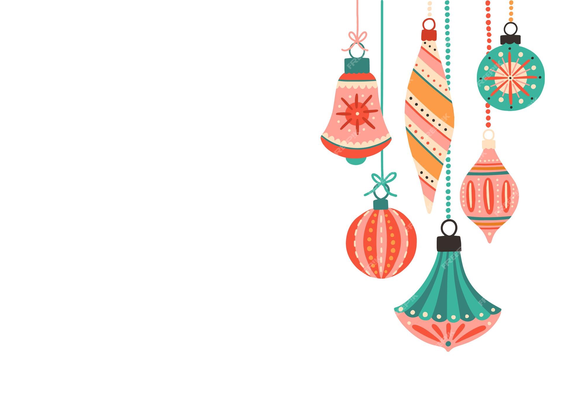 Premium Vector | Beautiful christmas tree decorations flat vector ...