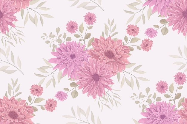 Vector beautiful chrysanthemum seamless pattern design