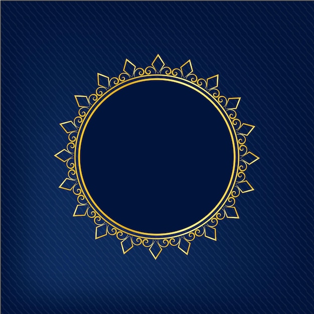 Beautiful circular golden floral frame design premium vector