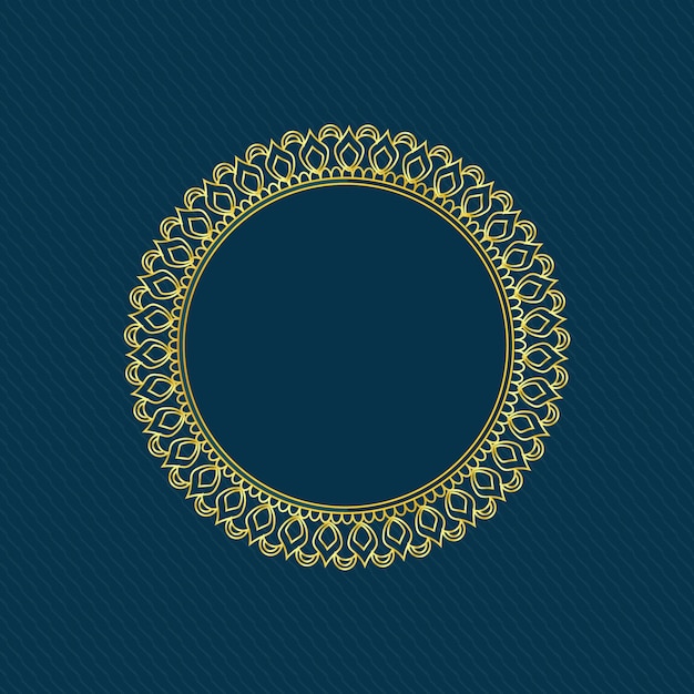 Beautiful circular golden floral frame design premium vector