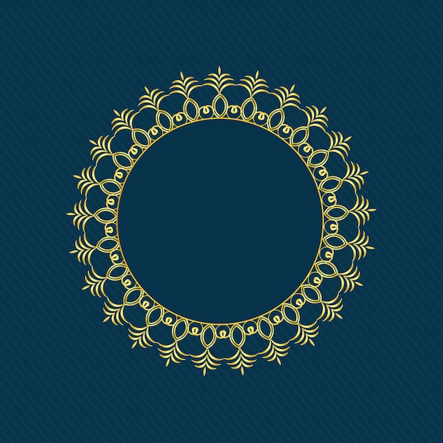 Beautiful circular golden floral frame design premium vector