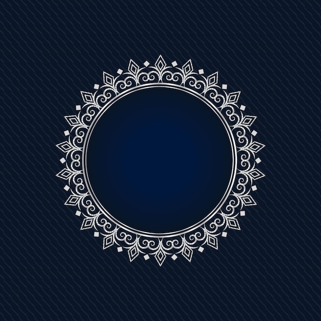 Beautiful circular gradient silver frame design premium vector