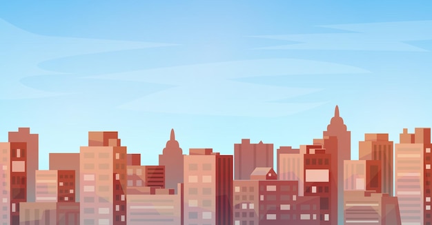 Vector beautiful cityscape at sunset. skyline illustration