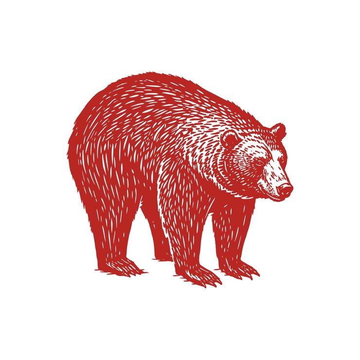 Beautiful Classic Hand Drawing Grizzly Bear