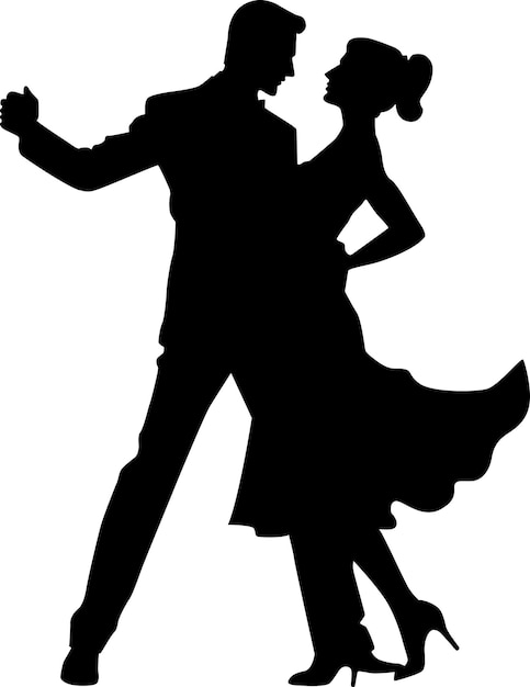 Vector beautiful classical couple dancing silhouette flat vector illustration for party celebration design