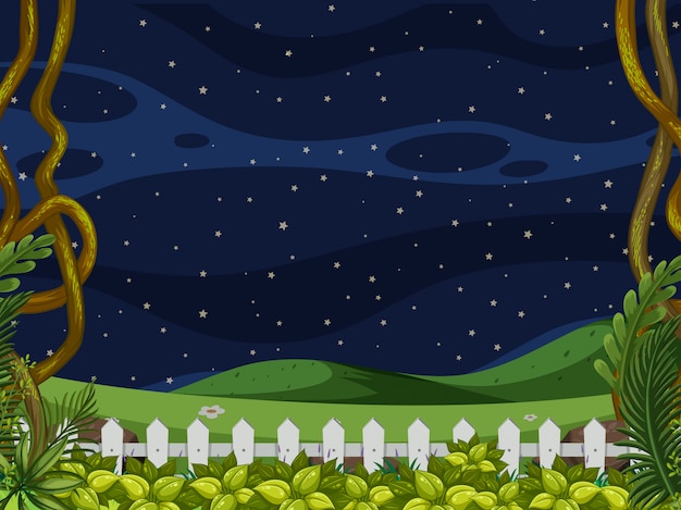 Vector beautiful clear night sky landscape