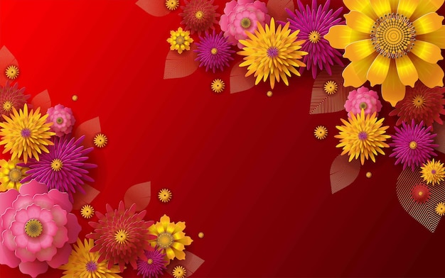 Beautiful color flower frame background