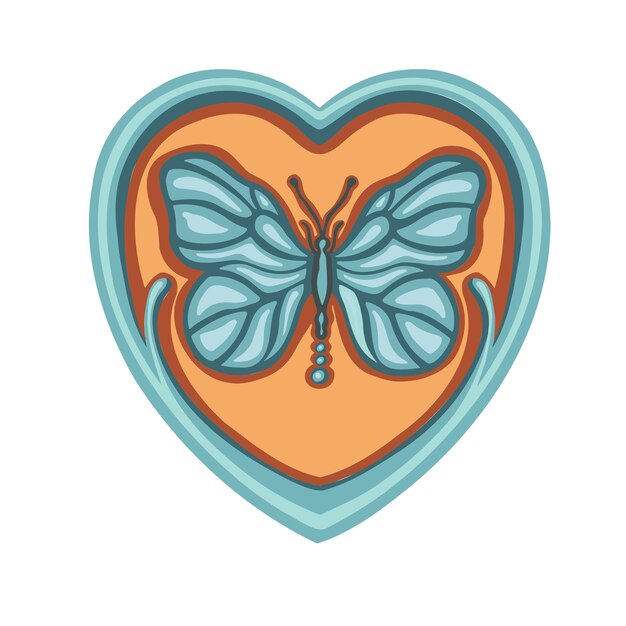 Beautiful colored ethnic love butterflies are hand drawn