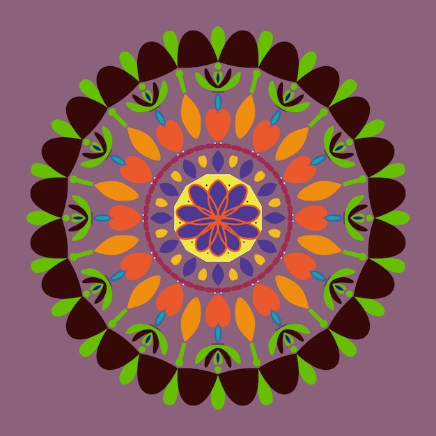 Bella arte mandala colorata mandala di doodle disegnato a mano vettoriale