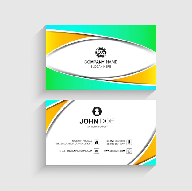 Beautiful colorful business card wave template 