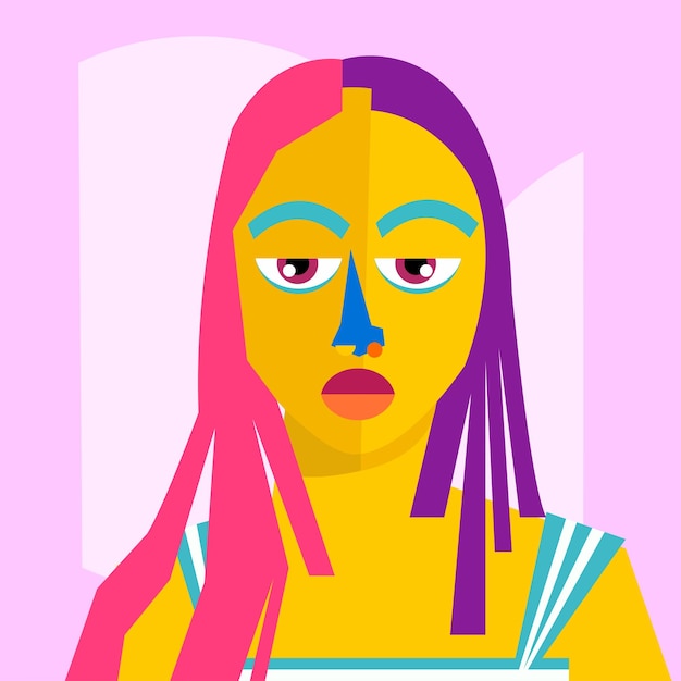 beautiful colorful cubism female art style clipart vector stock