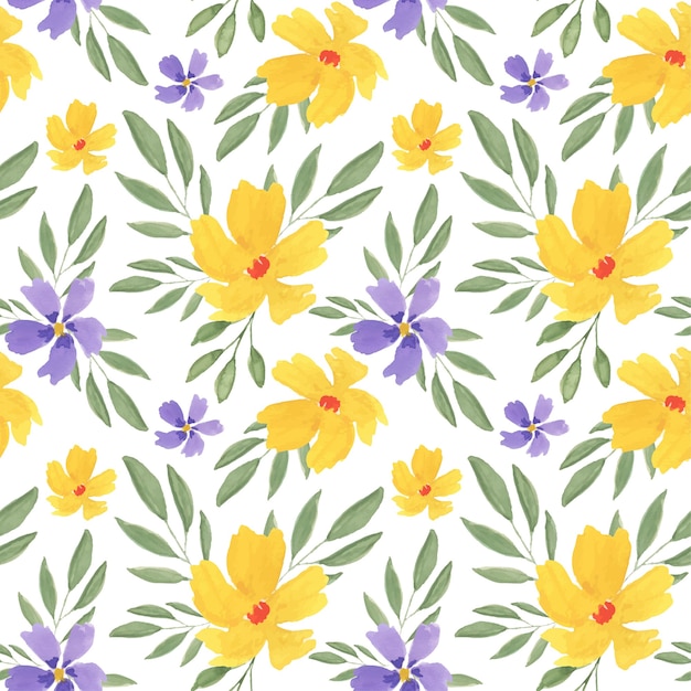 Beautiful colorful floral watercolor seamless pattern