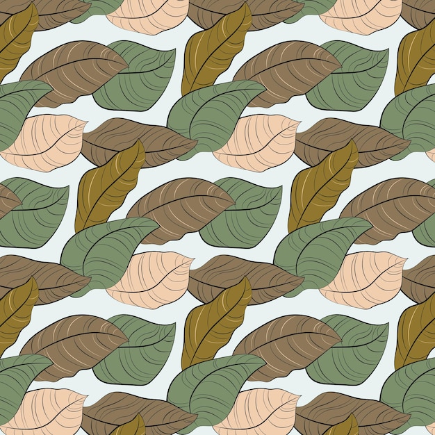 Beautiful and colorful foliage seamless pattern on backdrop. Pattern with cartoon leaves.