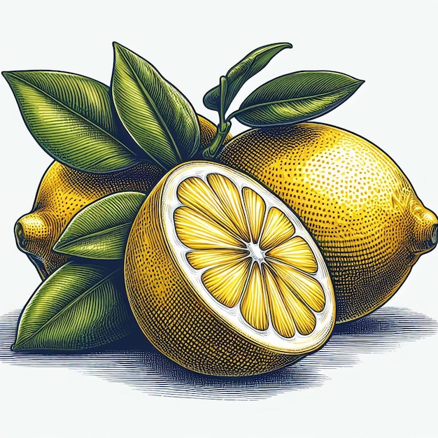 Beautiful Colorful Fresh Lemon Lime Juicy Fruits Wallpaper Vector Illustration Drawing Illustration