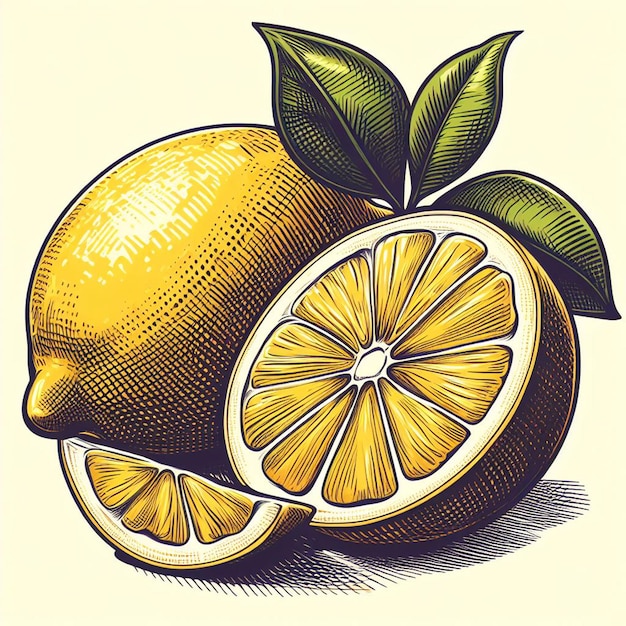 Beautiful Colorful Fresh Lemon Lime Juicy Fruits Wallpaper Vector Illustration Drawing Illustration