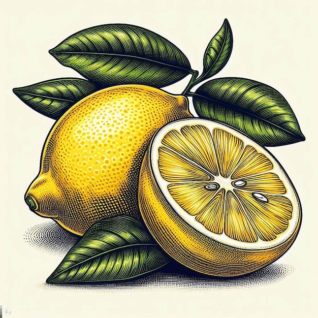 Beautiful Colorful Fresh Lemon Lime Juicy Fruits Wallpaper Vector Illustration Drawing Illustration