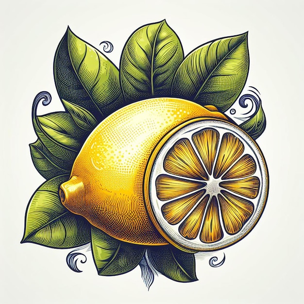 Beautiful Colorful Fresh Lemon Lime Juicy Fruits Wallpaper Vector Illustration Drawing Illustration