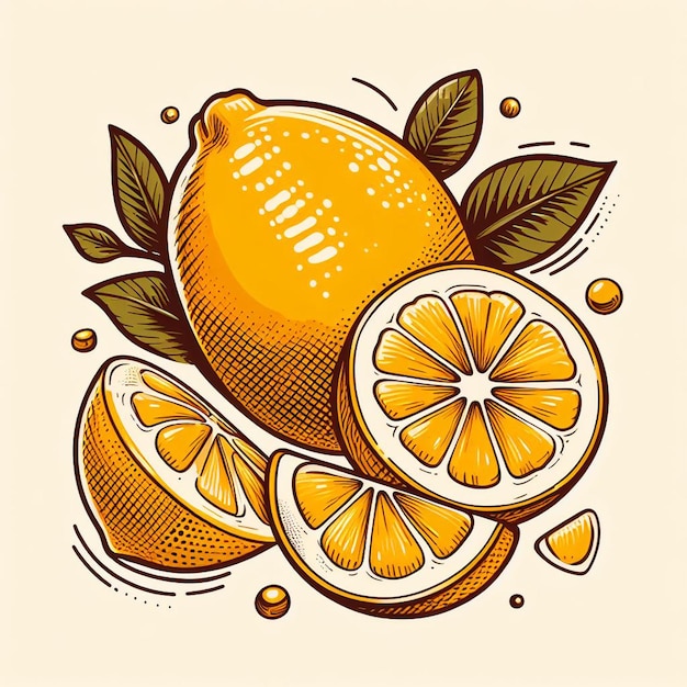 Beautiful Colorful Fresh Lemon Lime Juicy Fruits Wallpaper Vector Illustration Drawing Illustration